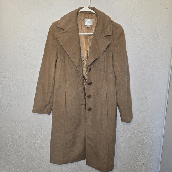 Petite Sophisticate Tan Coat Wool Size Medium Petite Warm Vintage - Picture 1 of 4